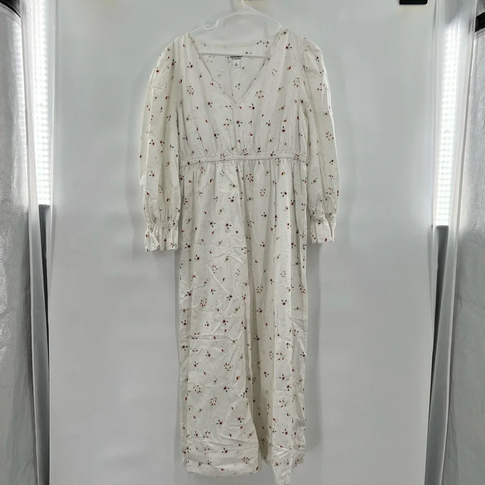 Thefashionguitar the drop long sleeve maxi dress white floral size M